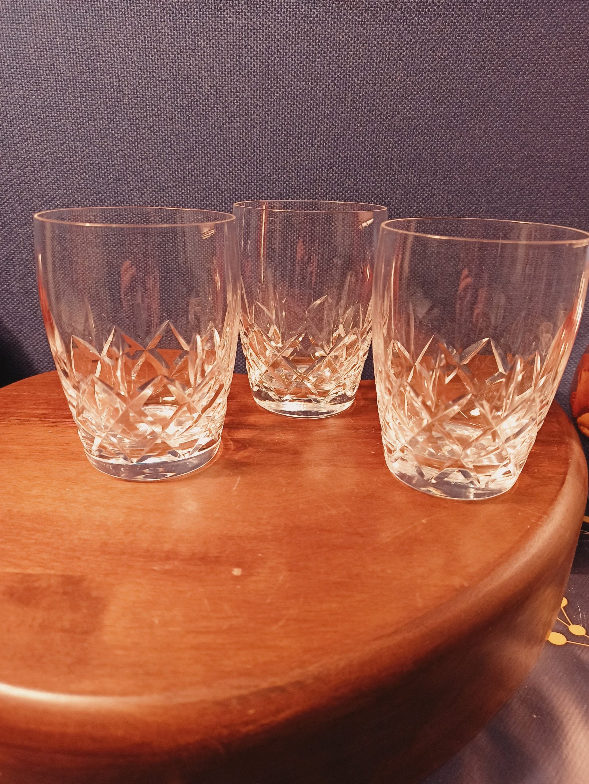 Three Vintage Crystal Whiskey Tumblers. Very Good Condition.