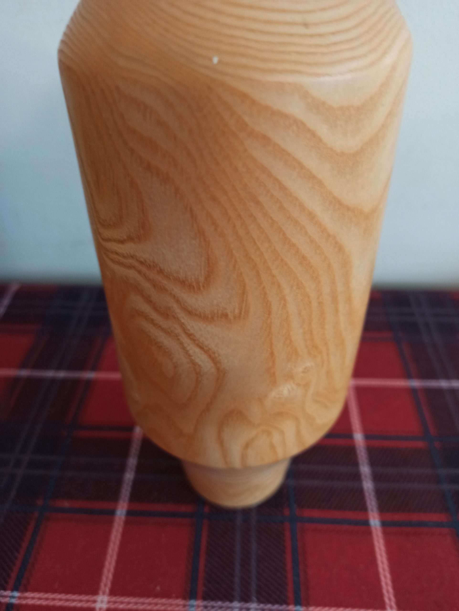 Wooden Treen Ash Hand Made Vase. Signed. - Image 3