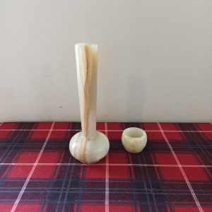 Vintage Small Marble Posy Vase and Miniature Marble Pot.