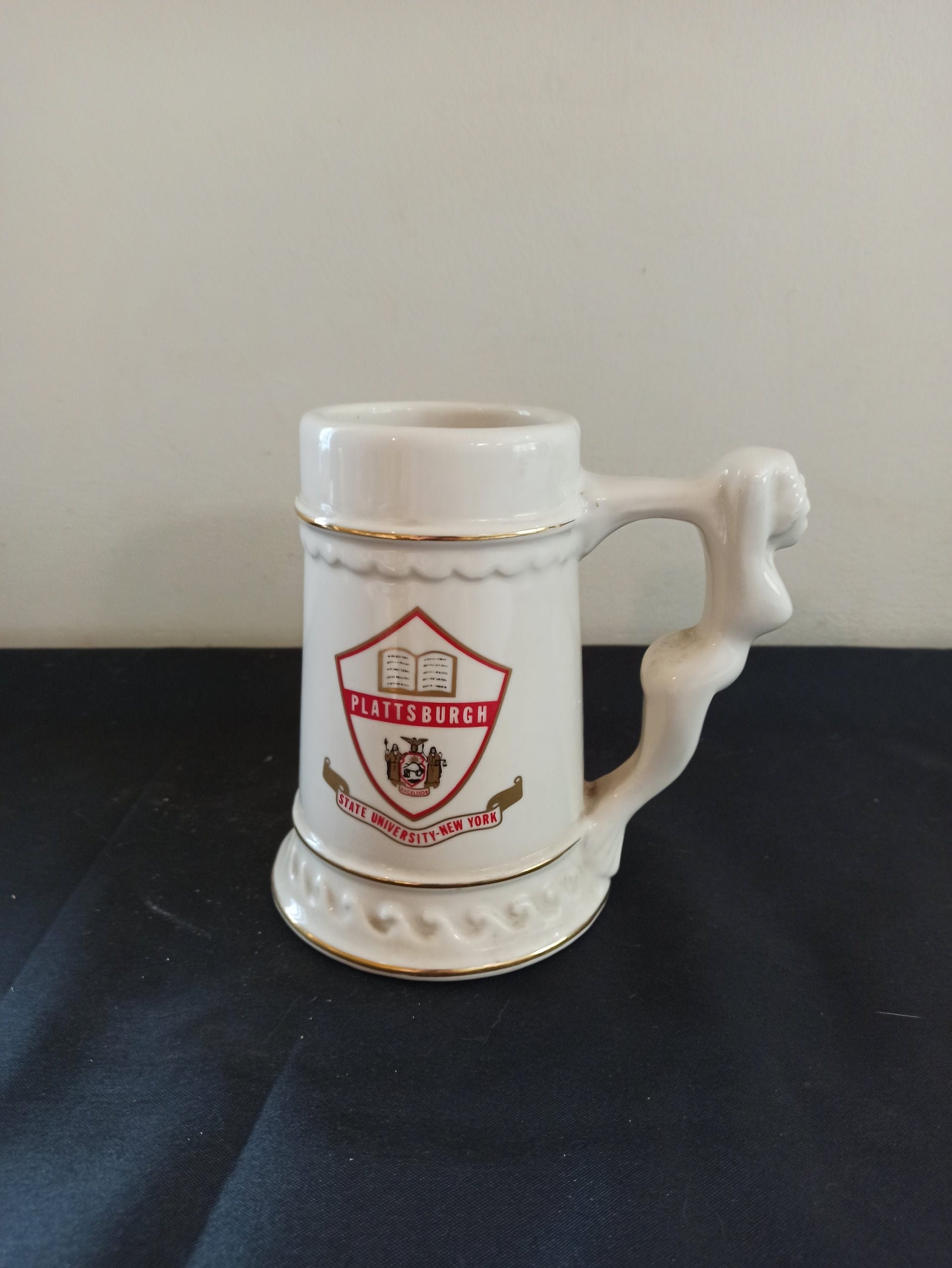 Vintage Ceramic Tankard. American Plattsburgh. Nude Lady Handle. Very Good Condition.