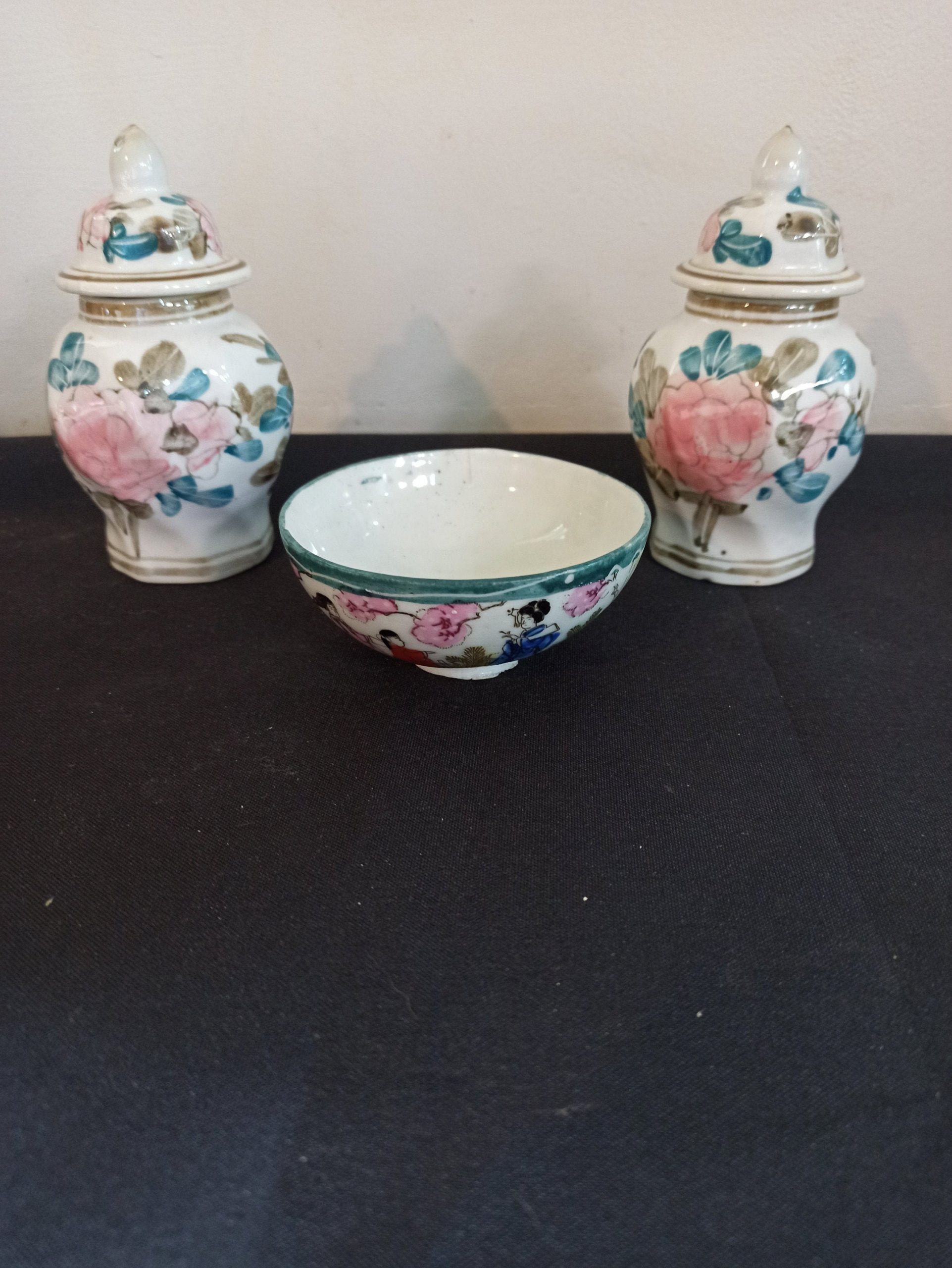 Two Miniature Vintage Ginger Jars.
