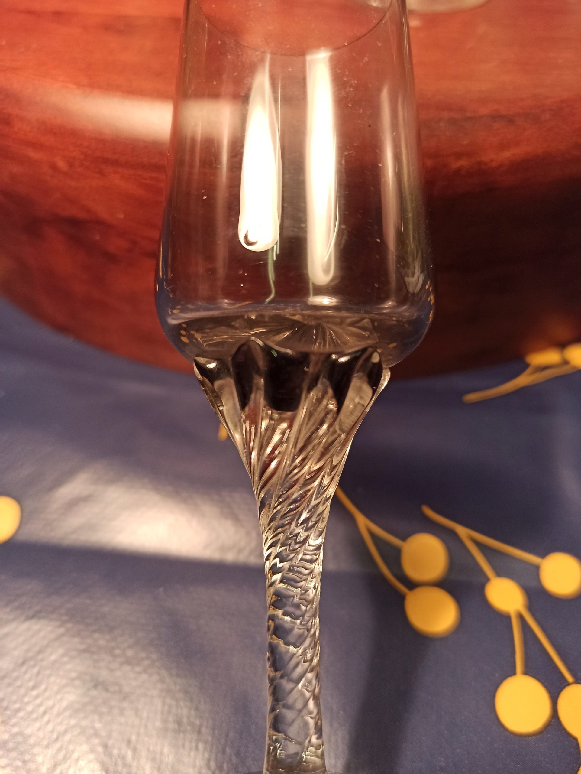 Set of 8 Liqueur / Sherry Glasses. Barley Twist Stem. Various Colours. Very Good Condition. - Image 5