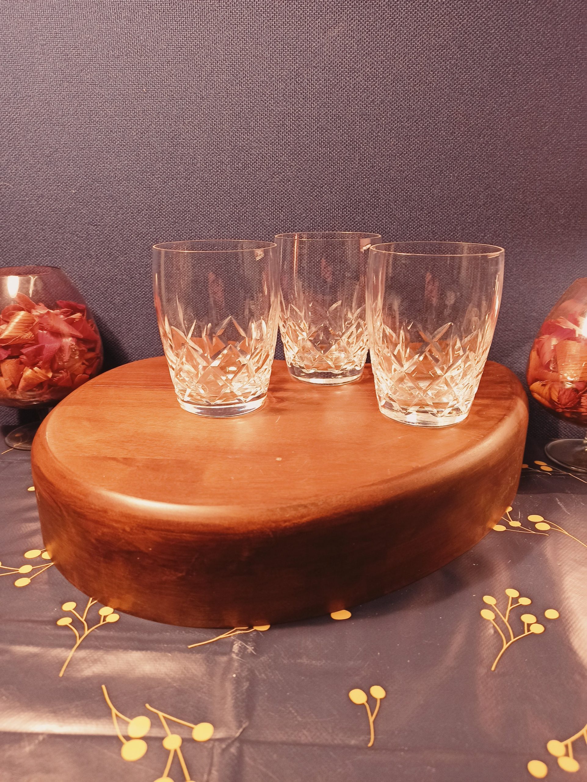 Three Vintage Crystal Whiskey Tumblers. Very Good Condition. - Image 2
