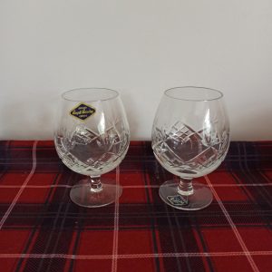A Pair of Royal Brierley Crystal Brandy Balloon Glasses. Excellent Condition.