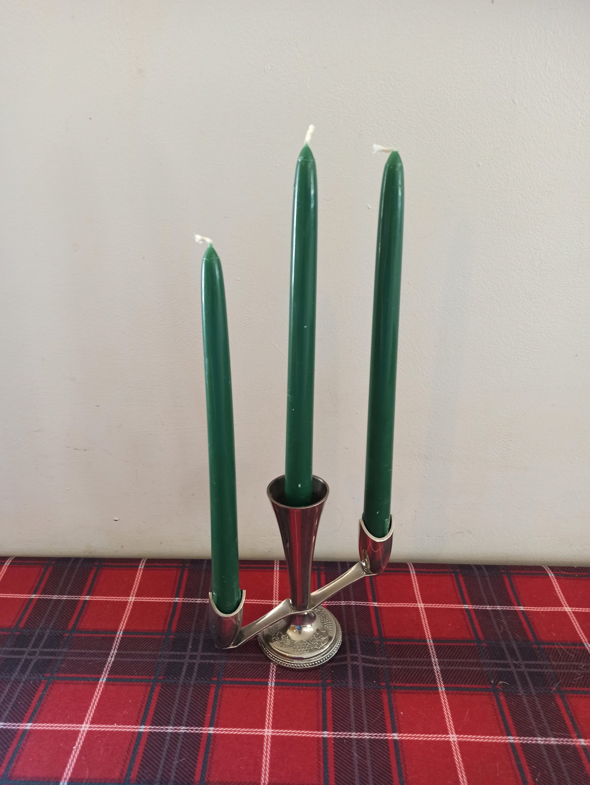 Metal Trio candlestick. Very Good Condition. - Image 2