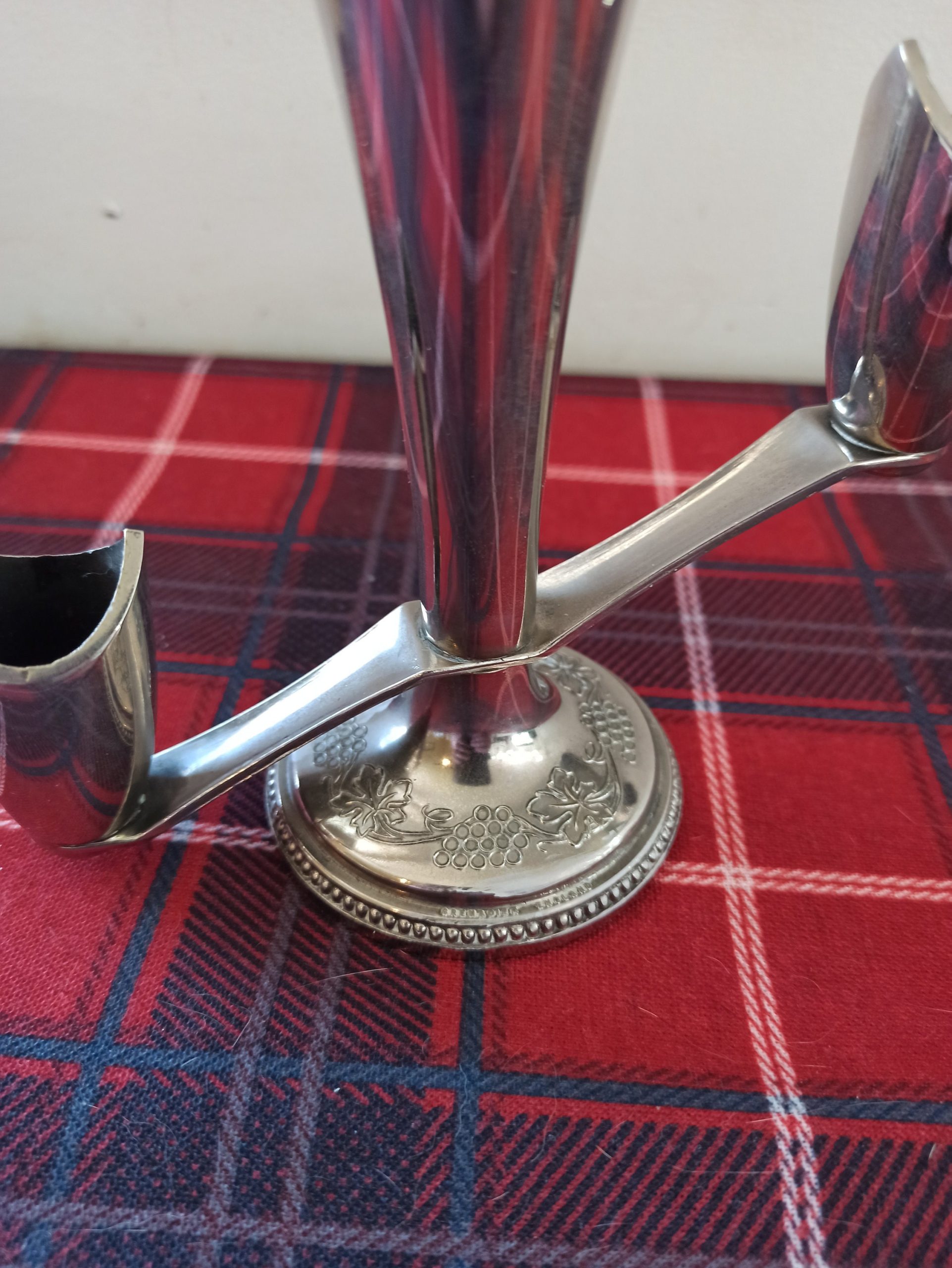 Metal Trio candlestick. Very Good Condition. - Image 4