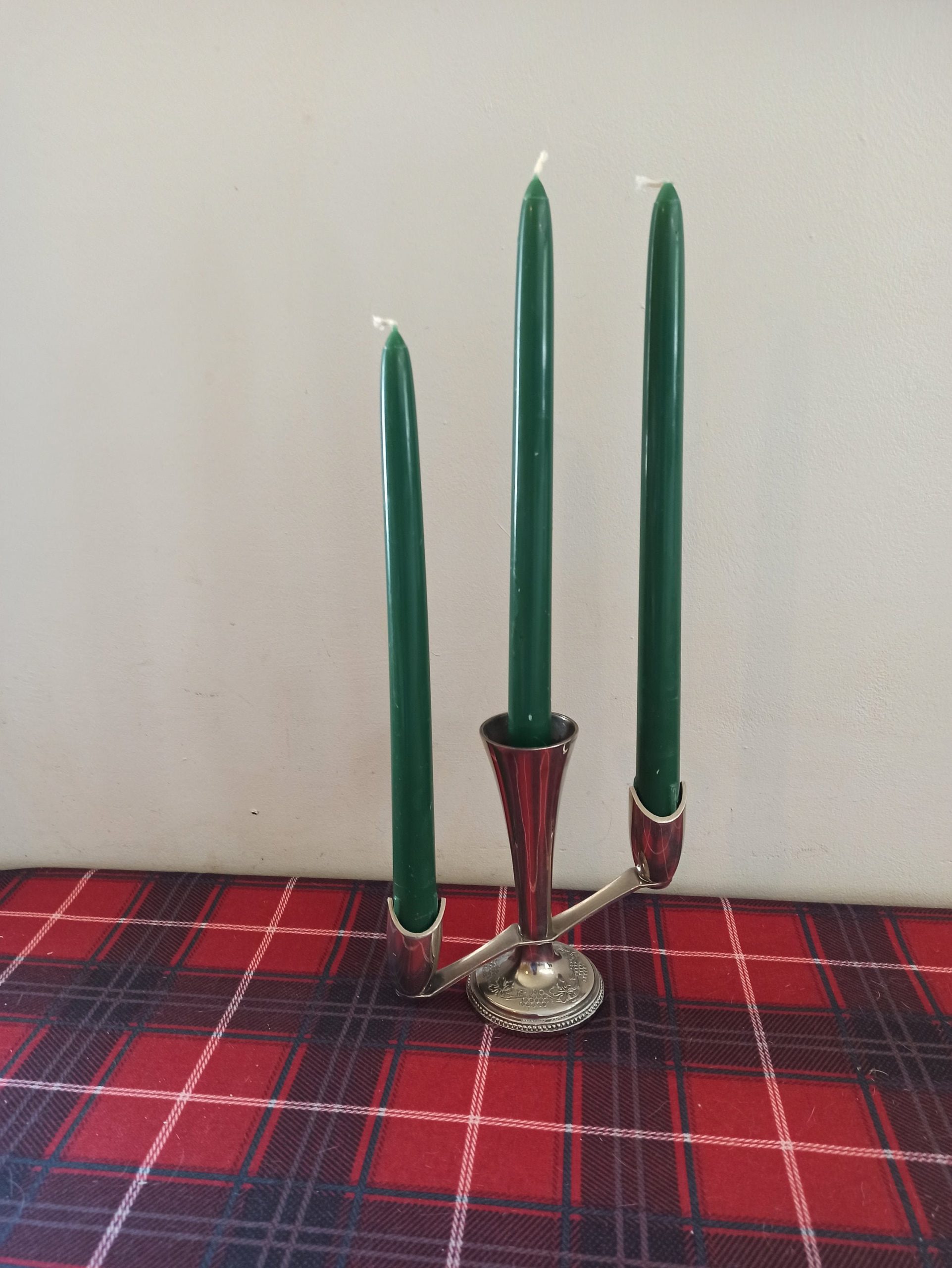 Metal Trio candlestick. Very Good Condition.