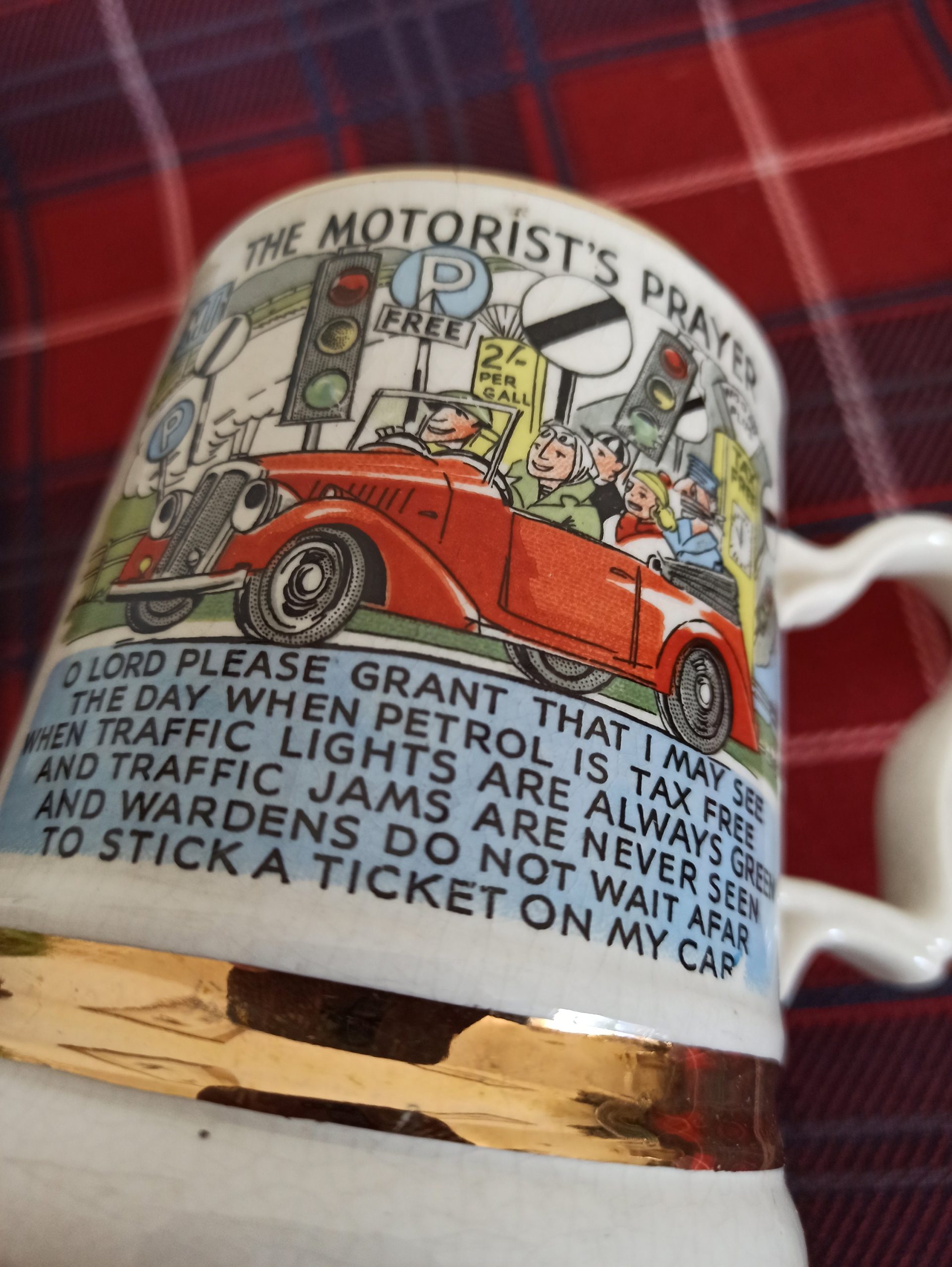 The Motorist's Prayer Mug By Prince William Potteries. 22 Carat Gold. Vintage. - Image 4