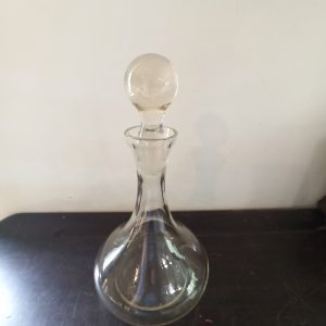 Vintage Plain Glass Flat Bottomed Decanter.