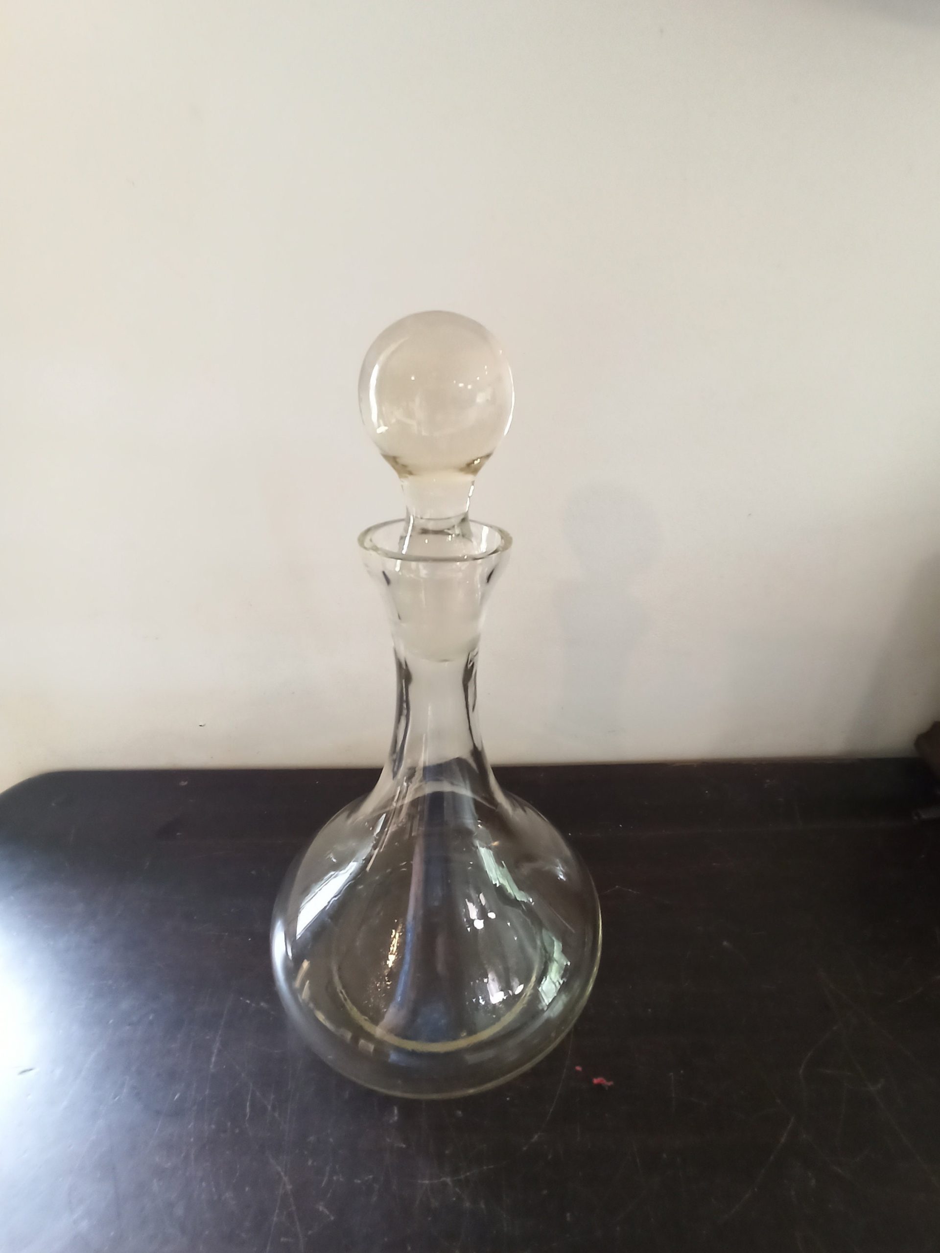 Vintage Plain Glass Flat Bottomed Decanter.