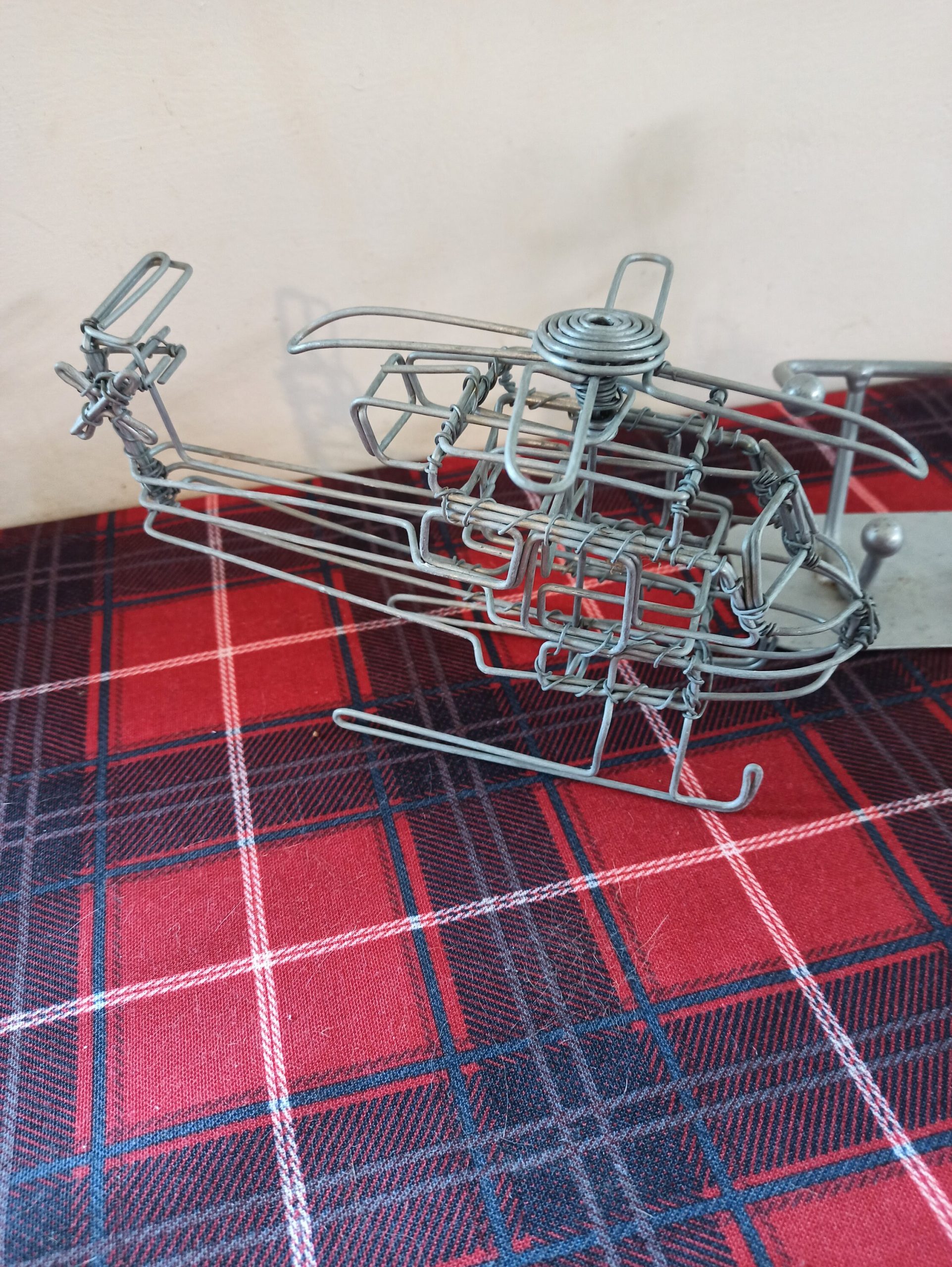 Vintage Wire Work. Man With Hat And Carrying A Briefcase And An Helicopter. Good Overall Condition. - Image 3