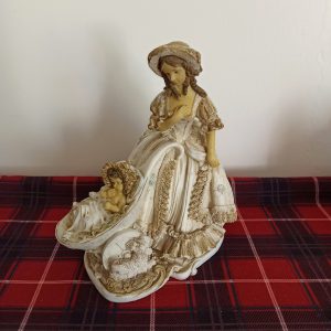 Victorian Lady With Baby in Pram Ornament. Resin.