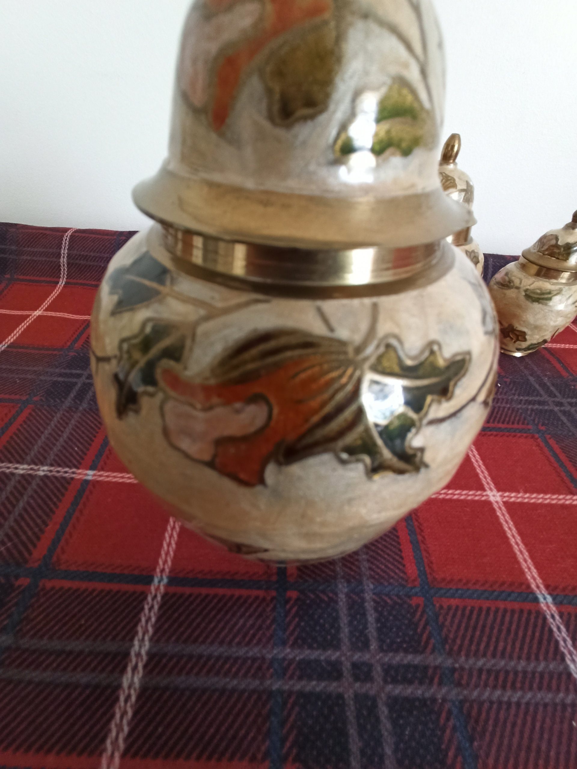 Set of Three Cloisonne Enamelled Brass Graduated Ginger Jar Ornaments. - Image 3