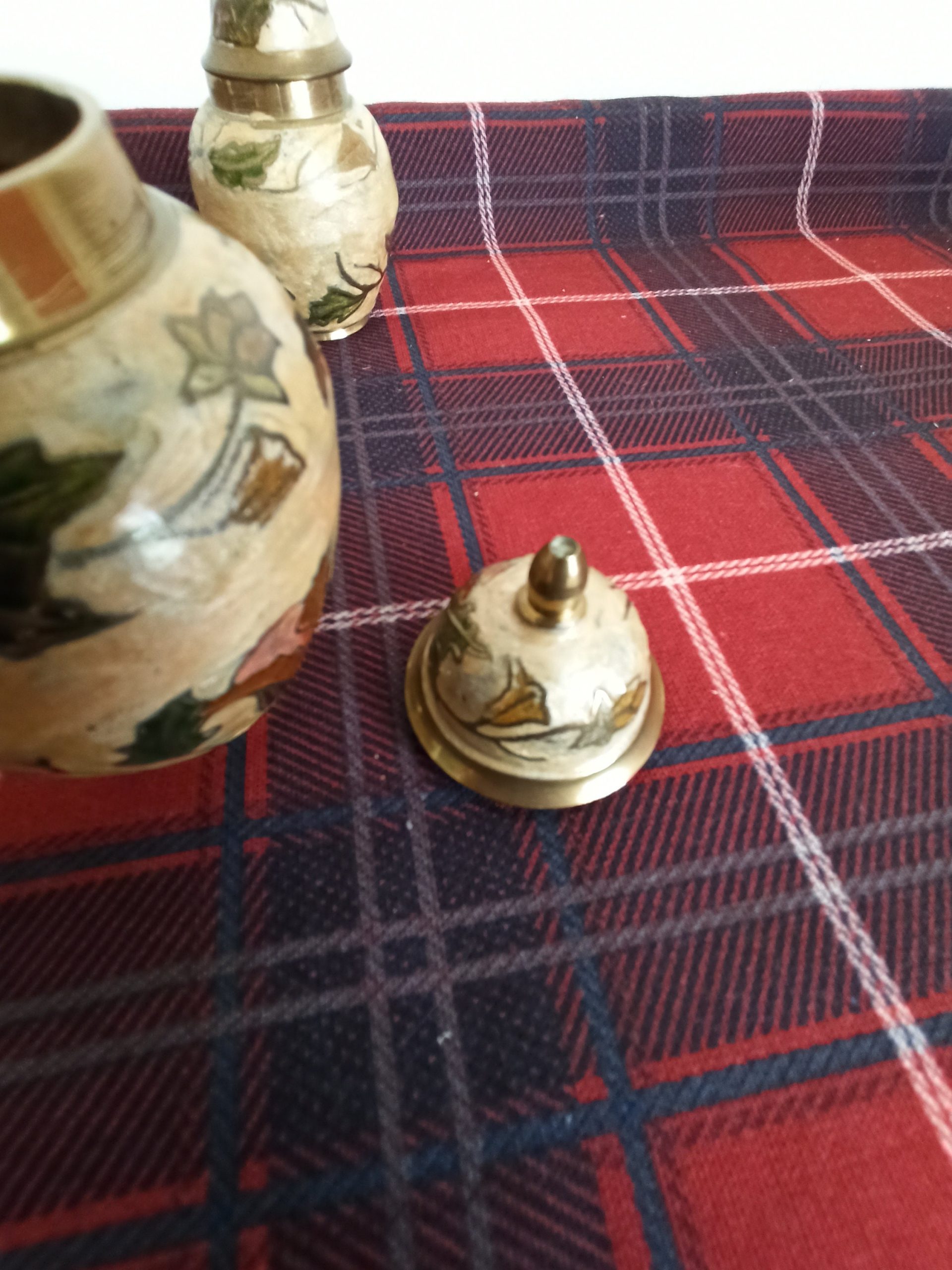 Set of Three Cloisonne Enamelled Brass Graduated Ginger Jar Ornaments. - Image 8