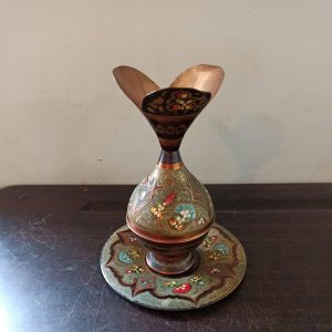 Copper Handmade Ornamental Vase and Decorative Stand. Good Condition.