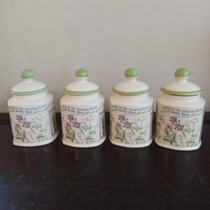 Vintage Boots Herbs And Spices Storage Jars By Judith Glover.
