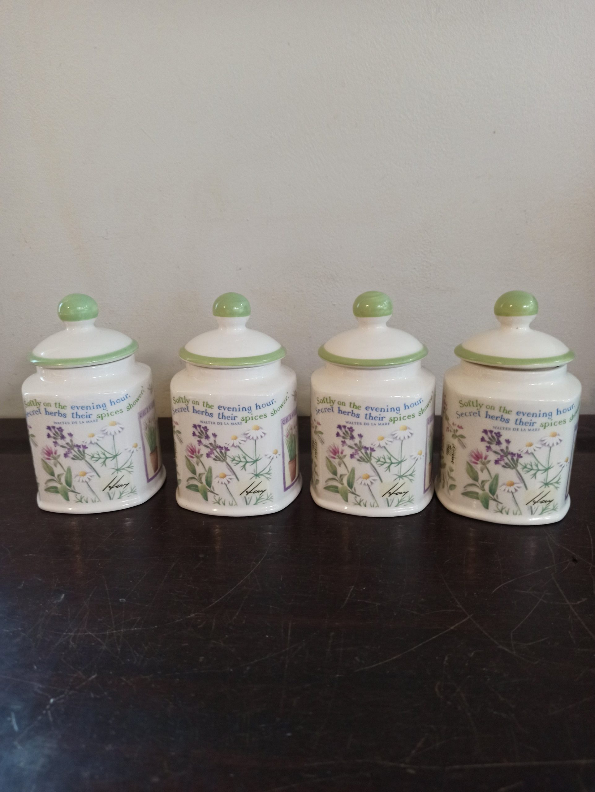 Vintage Boots Herbs And Spices Storage Jars By Judith Glover.