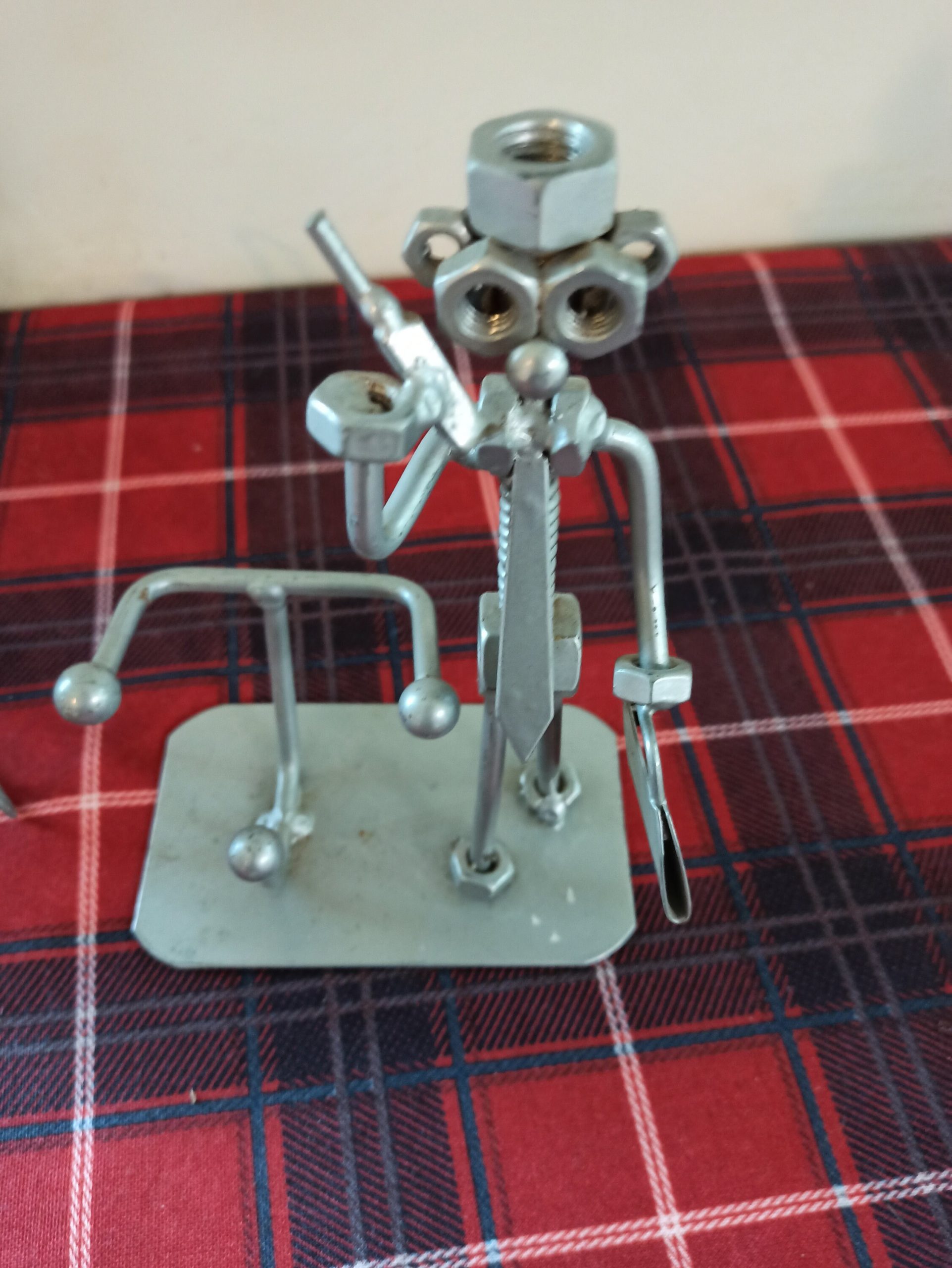 Vintage Wire Work. Man With Hat And Carrying A Briefcase And An Helicopter. Good Overall Condition. - Image 6