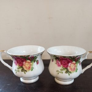 Pair of Floral Teacups. No Saucers.