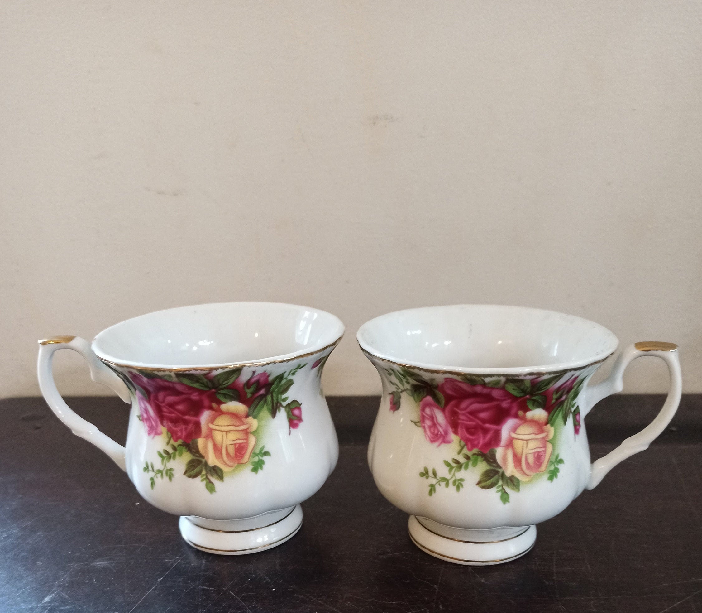 Pair of Floral Teacups. No Saucers.