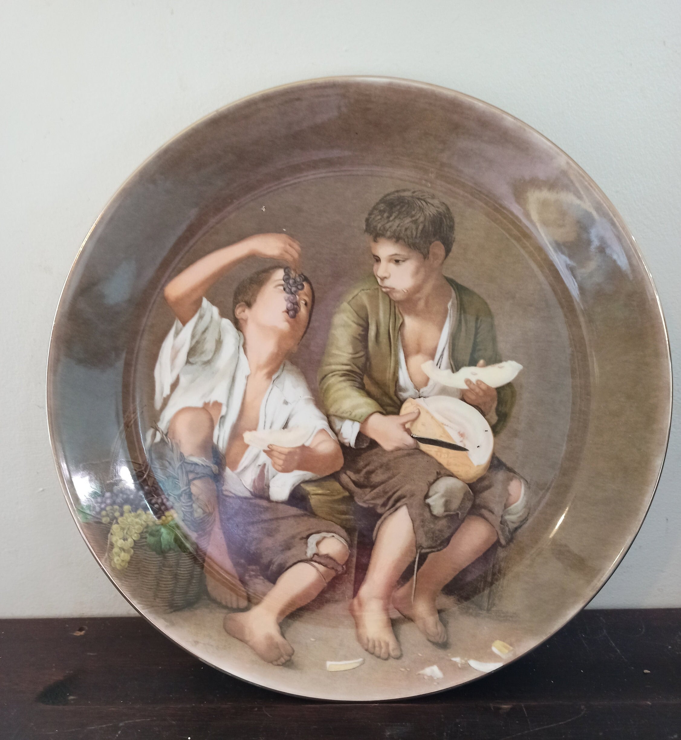 Vintage Johnson Brothers, Lindrick Pottery, 'The Beggar Boys' Cabinet Plate.