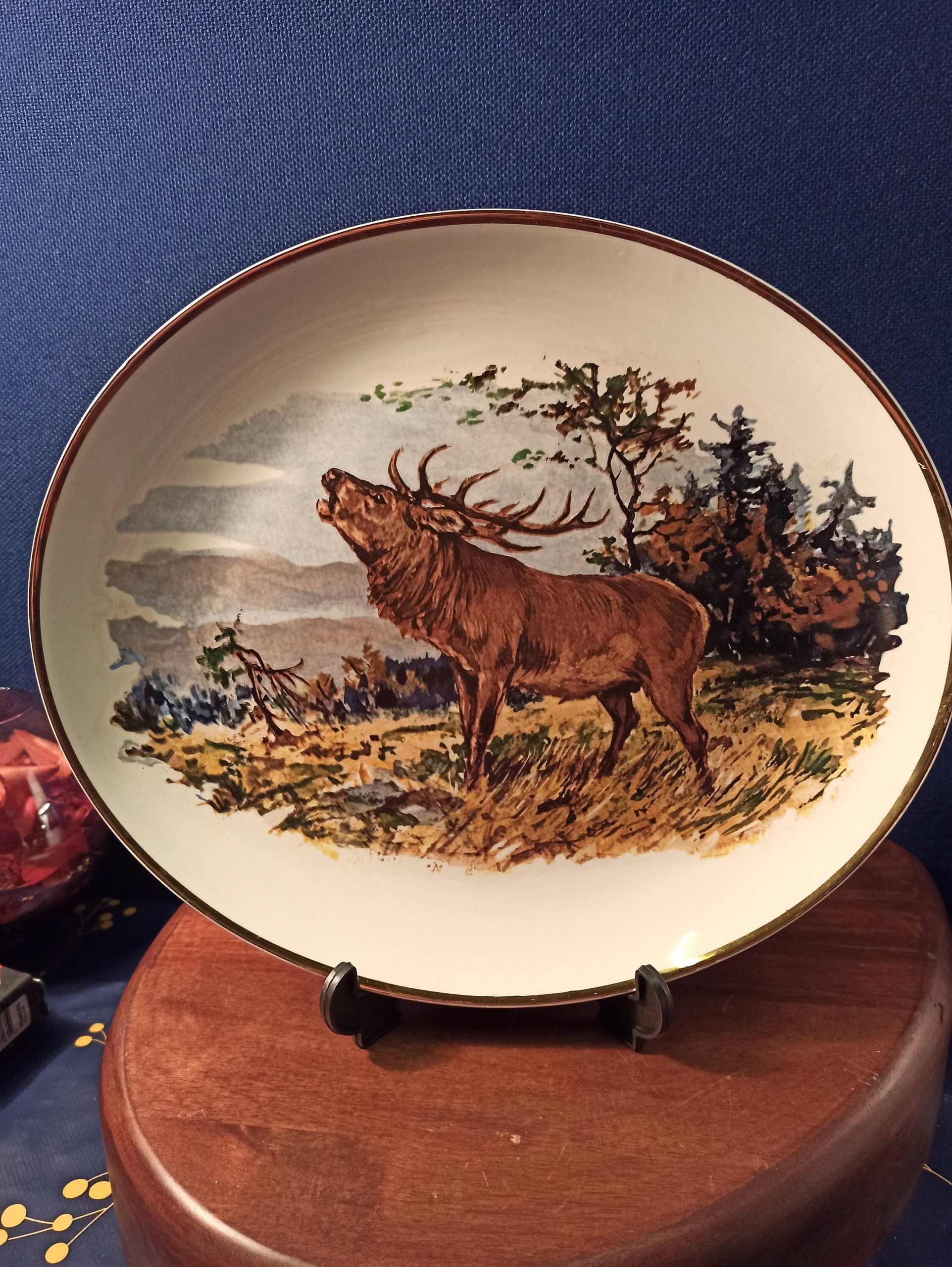 Vintage Oval Decorative Deer Plate.