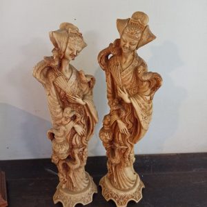 A Pair Of Vintage Japanese Women Resin Figurines.