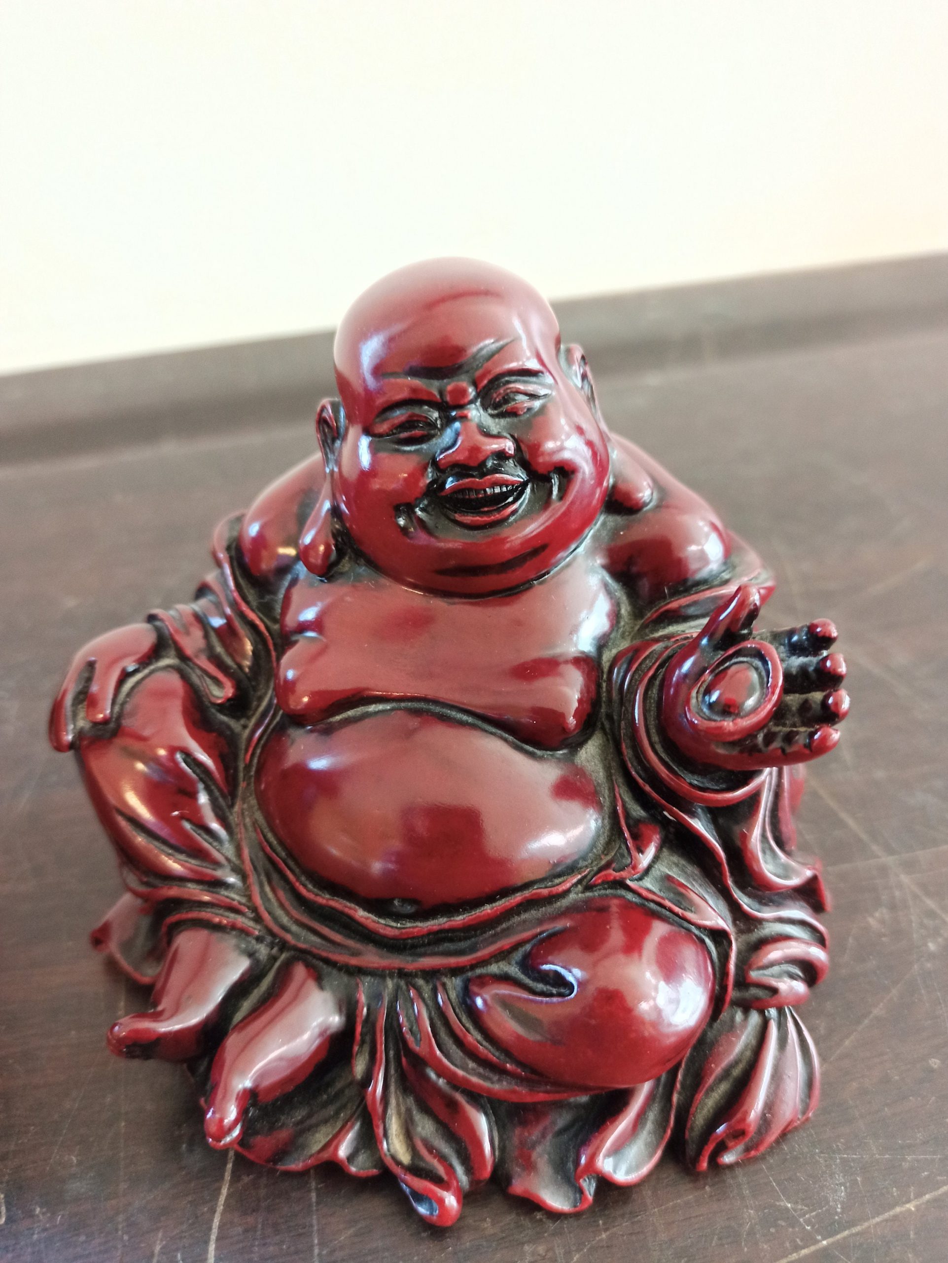 Vintage Deep Red Heavy Resin Ornaments. Buddha, Toad and Tiger - Image 6
