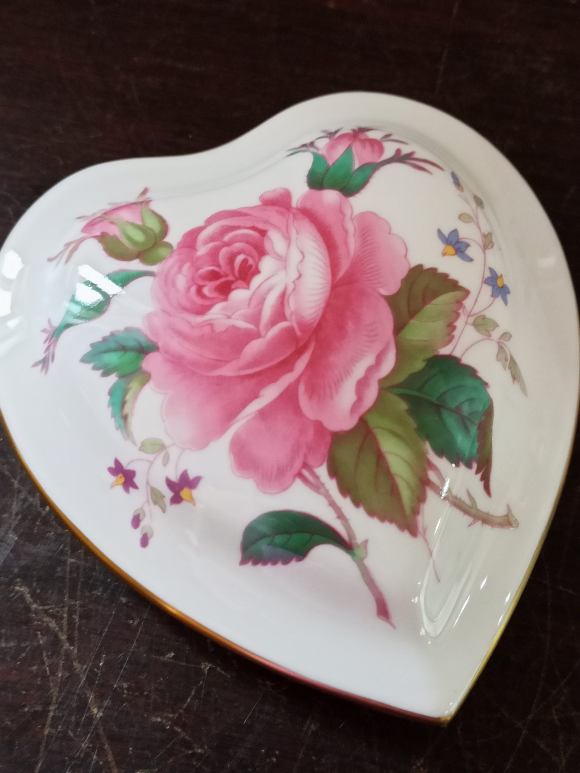Vintage Spode Floral Heart Shaped Trinket Box. Very Good Condition. - Image 6