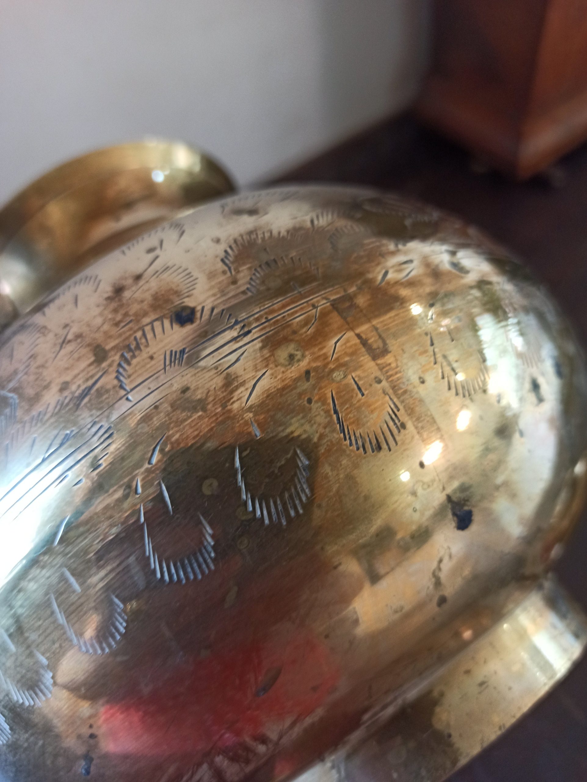 Brass Kettle With Wooden Handle. Very Decorative. Made In India. Very Good Condition. - Image 4