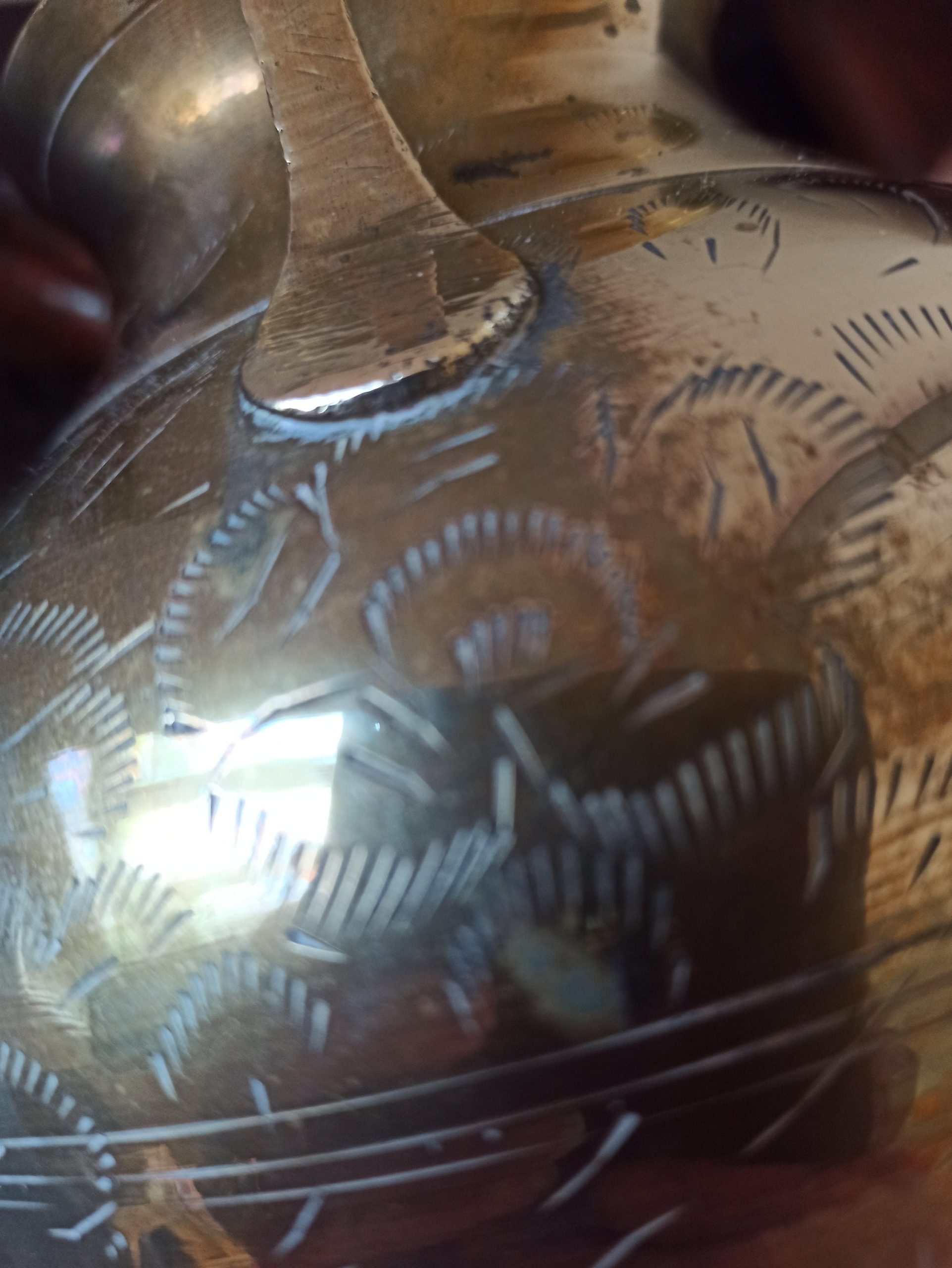 Brass Kettle With Wooden Handle. Very Decorative. Made In India. Very Good Condition. - Image 5