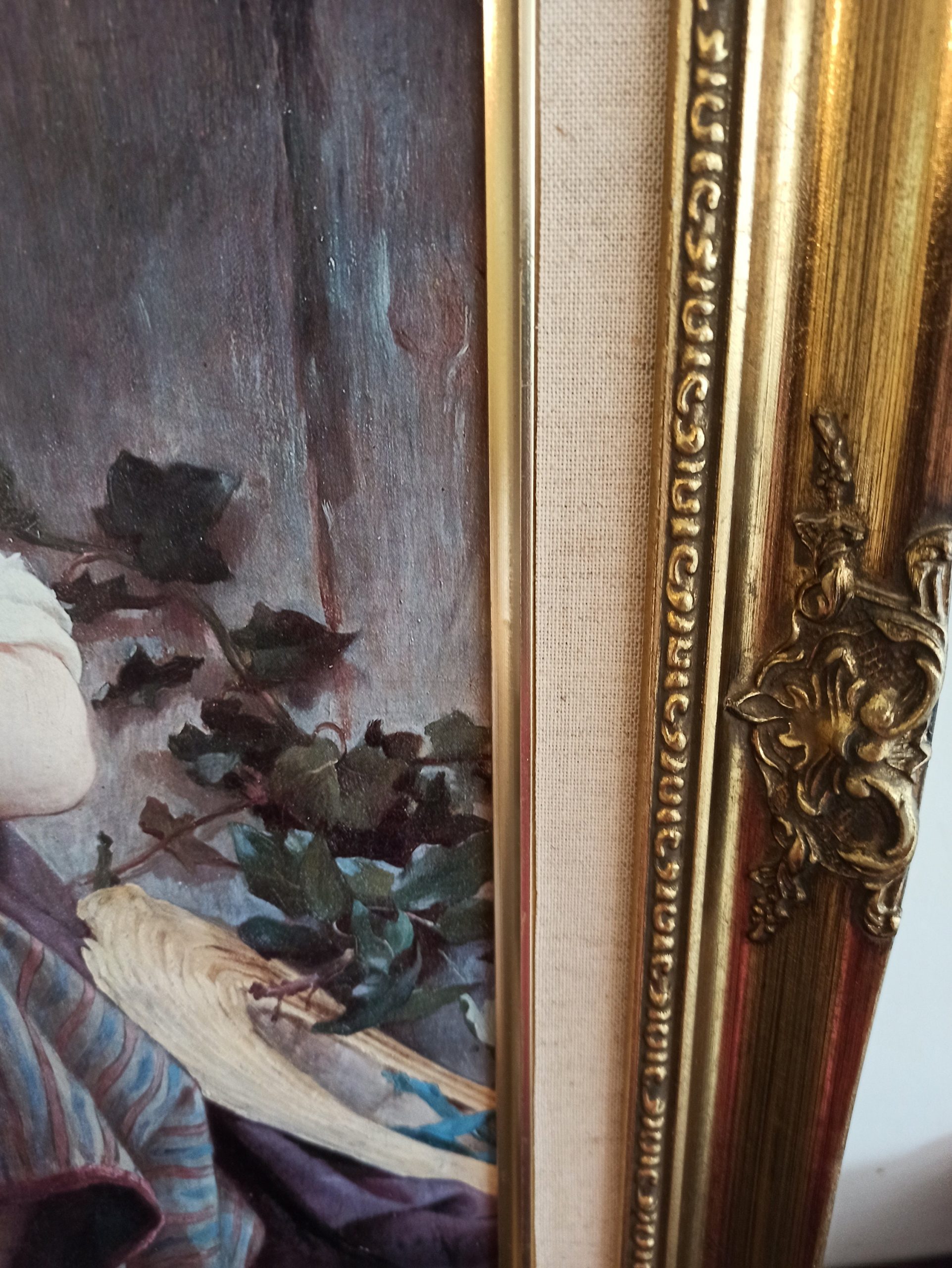 A Vintage Framed Print of the Artwork of Emile Munier in 1874. 'A Special Moment'. Very Large. Very Good To Excellent Condition. - Image 5