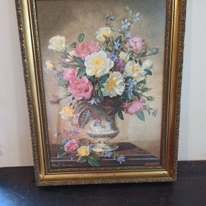 A Vintage Wall Picture Print. Vase of Flowers. Framed. Artist Albert Williams. Good Overall Condition.