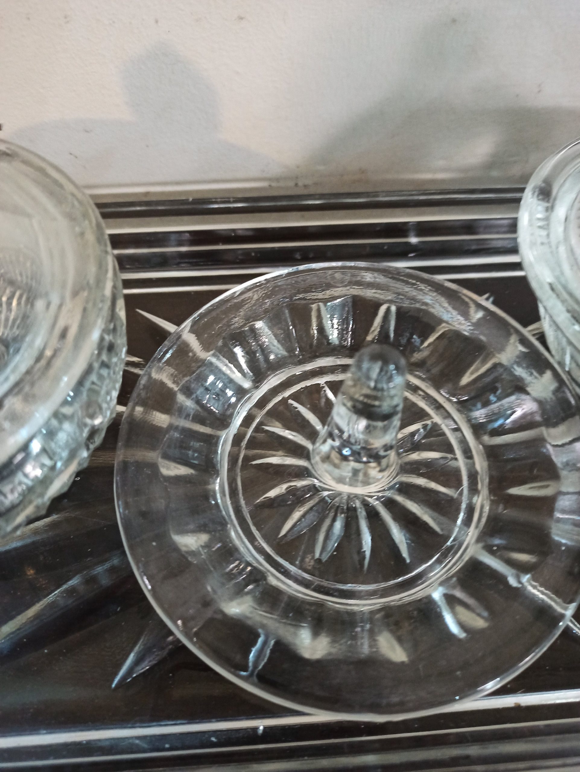 Dressing Table Vanity Set. 2 x Powder Jars And 1 x Ring Holder. Good Condition. - Image 4