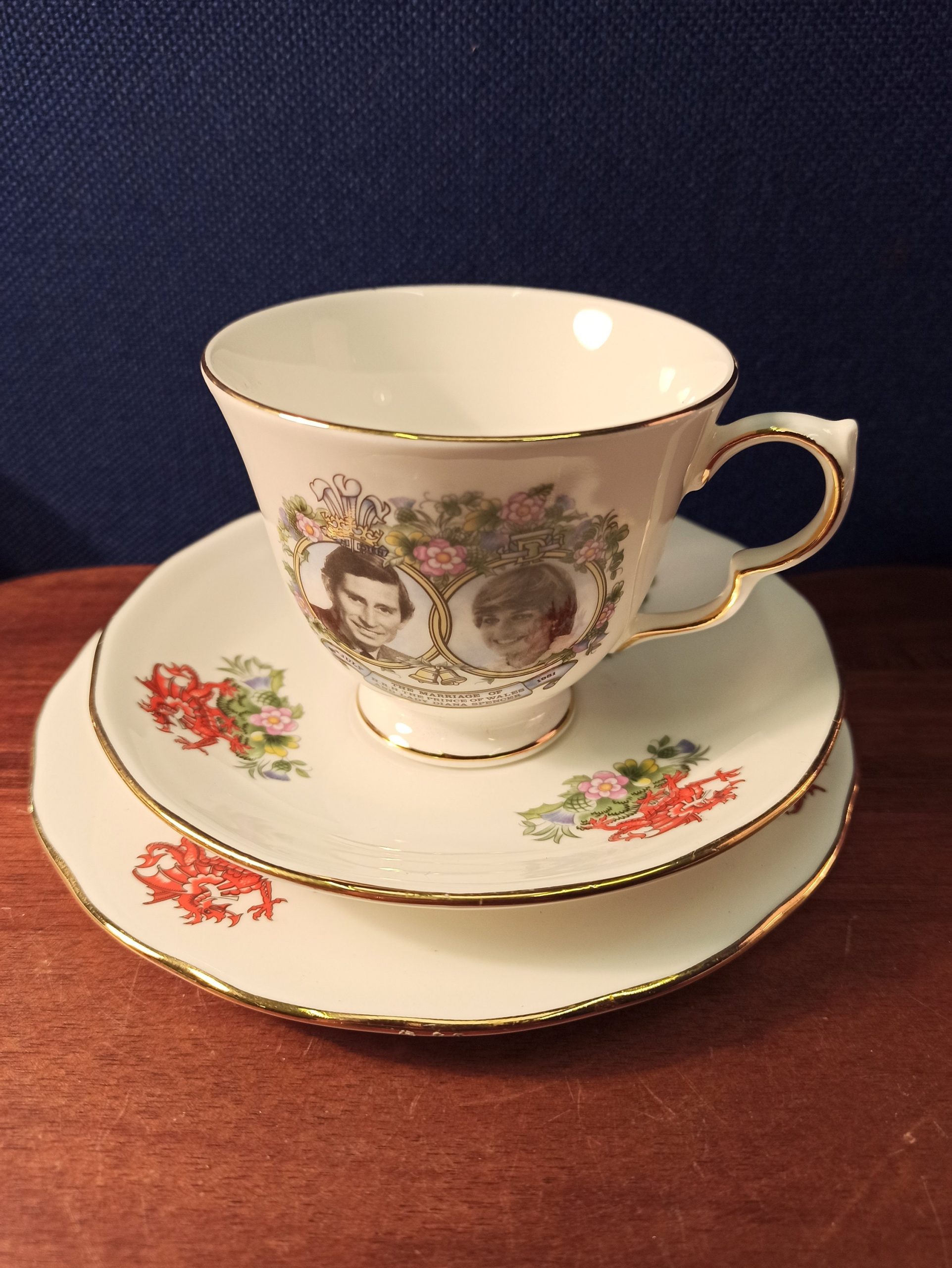 Charles and Diana Wedding Celebration Trio. Cup, Saucer and Plate. Queen Anne Ware. Bone China. 1981. Very Good Condition.