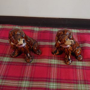 2 Treacle Glaze Style Ceramic French Cherry Brandy Dogs - Secret Hip Flasks!