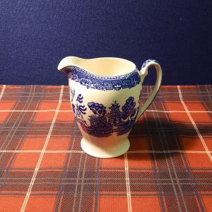 Vintage Alfred Meakin "Old Willow" Ironstone Blue and White Ceramic Milk Jug - Very Good Condition