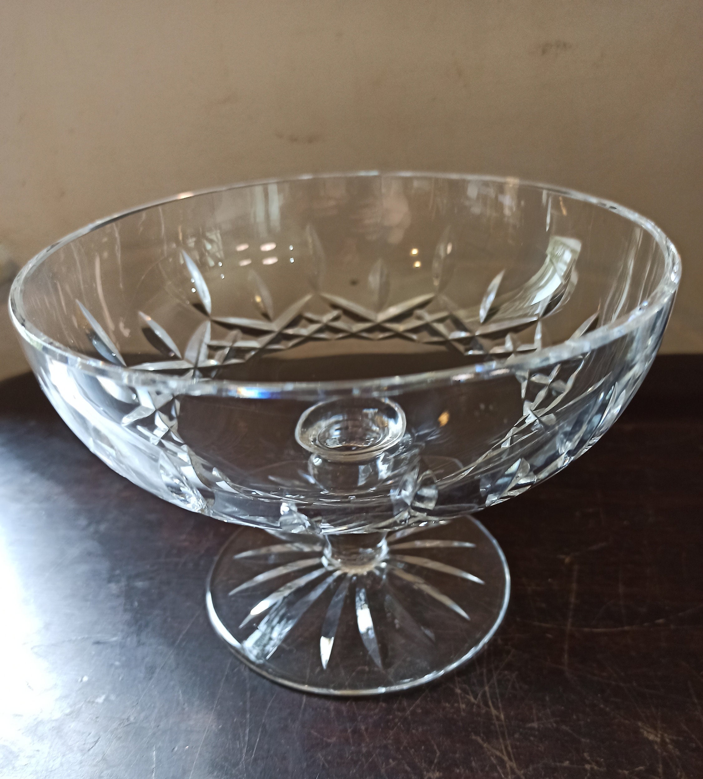 Glass Fruit Bowl or Potpourri Vase. Vintage, Lead Crystal. Very Good Overall Condition.