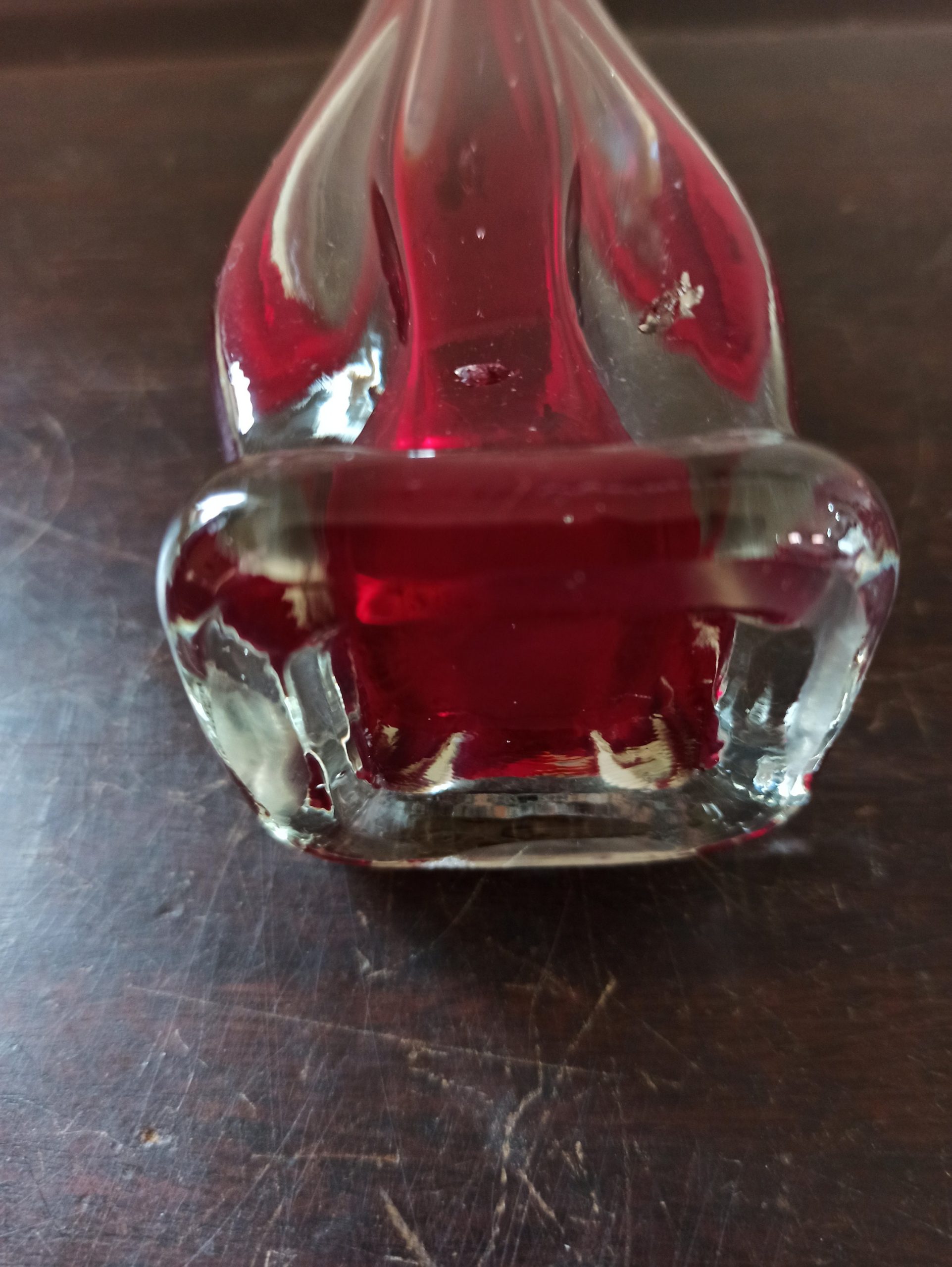 Vintage Ruby Red Glass Tulip Vase. Very Good Condition. - Image 6