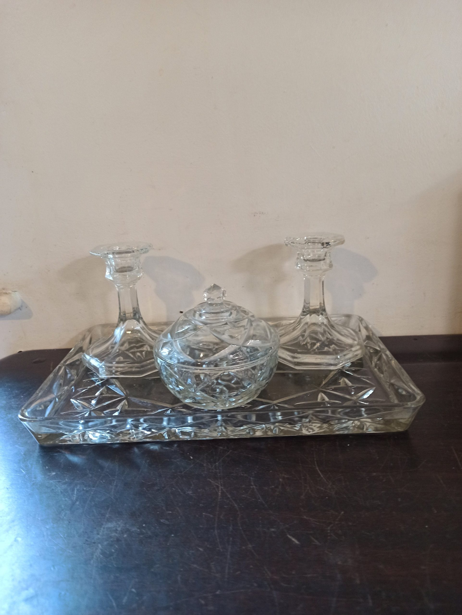 Vintage Glass Dressing Table Vanity Set. 4 Piece. Very Good condition. - Image 2