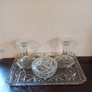 Vintage Glass Dressing Table Vanity Set. 4 Piece. Very Good condition.