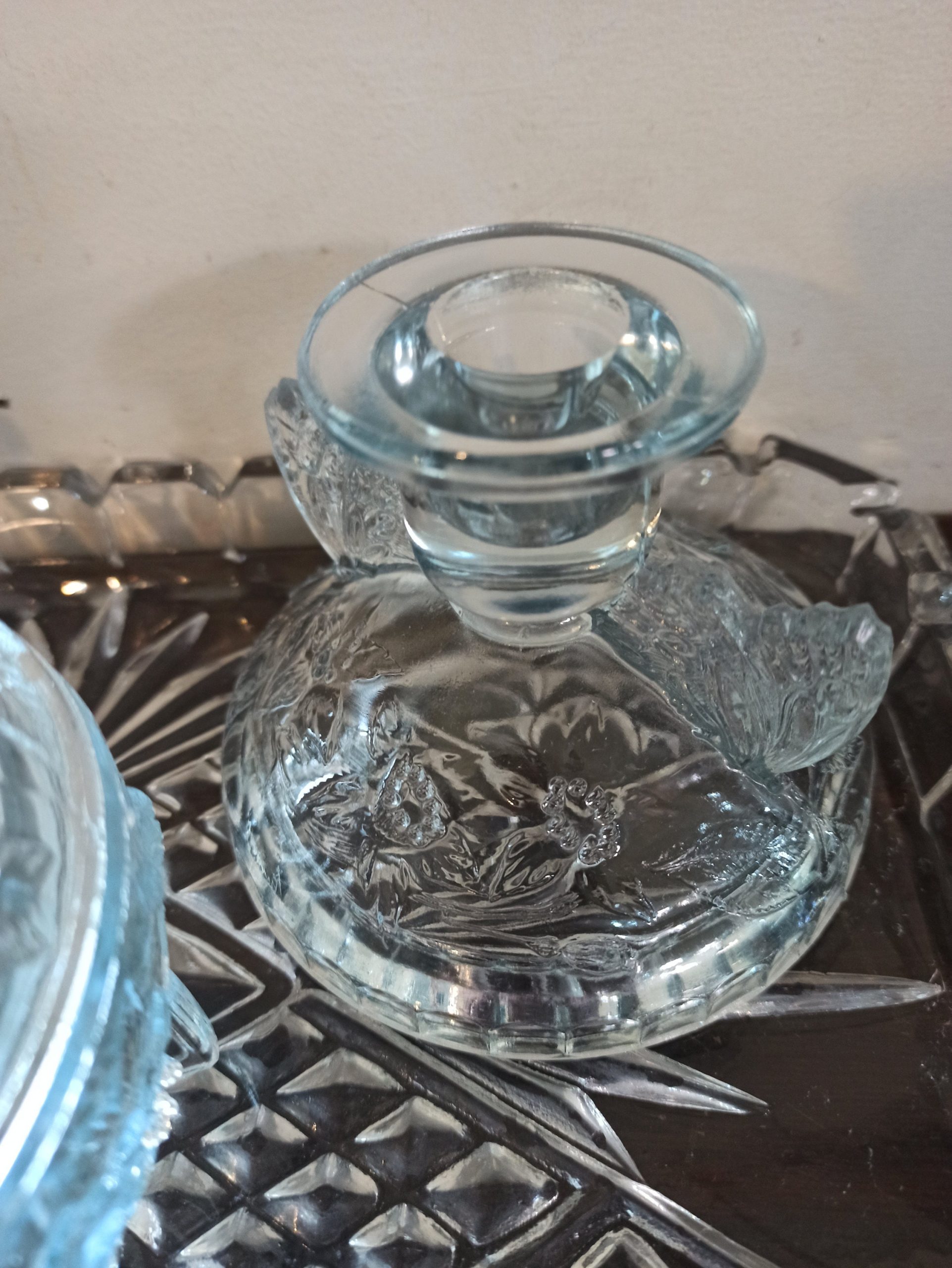Vintage Glass 4 Piece Vanity Set. Art Nouveau Style. - Image 4