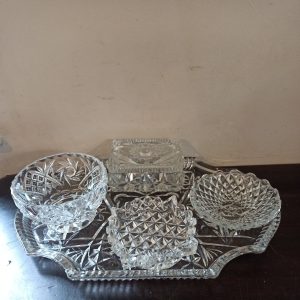 Vintage 5 Piece Glass Vanity Set.