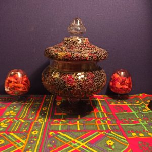 Glass Decorative Mosaic Pot / Jar - Very Good Condition - Moorish, Alhambra, Morroccan inspired