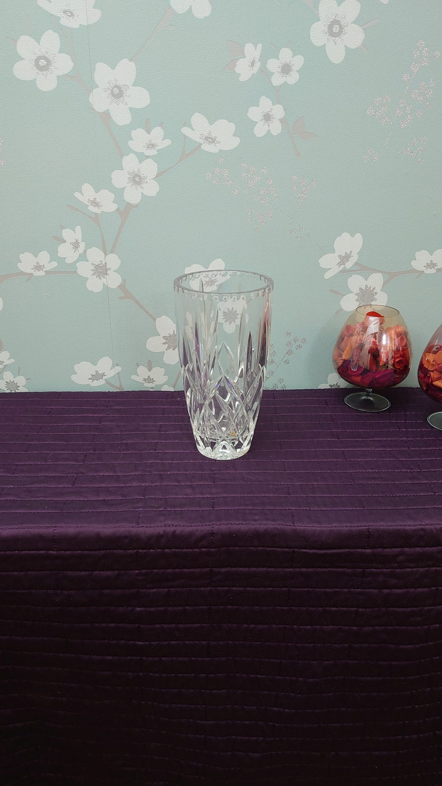 Lead Crystal Cut Glass Vase - Very Good to Excellent Condition - 20cm tall - 11.5cm diameter