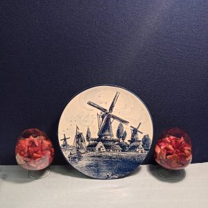 Delft Ware Wall Plate - Windmills Scene. Blue and White. Excellent Condition.