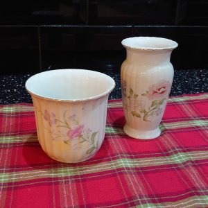 Two Non-matching Ceramic Pieces - Indoor Planter and Vase - Very Good Condition