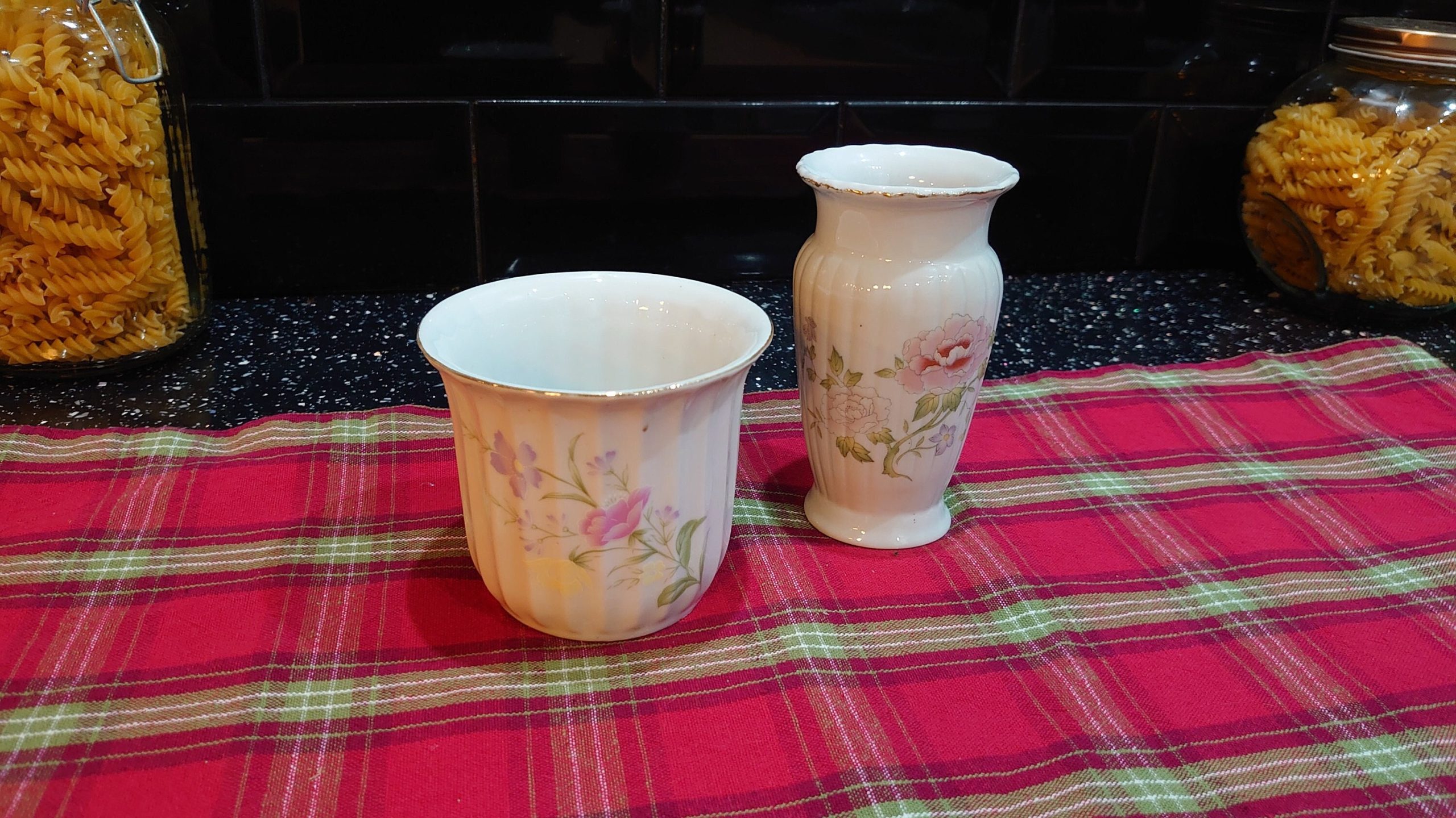 Two Non-matching Ceramic Pieces - Indoor Planter and Vase - Very Good Condition