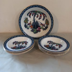 Losol Ware Collectable Serving Bowl and 6 Dessert Bowls. Keeling and Co. Burslem Staffordshire.