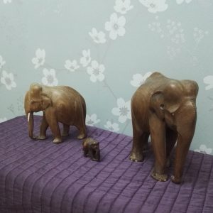 3 Carved Wooden Elephants - Acceptable to Good Condition - Great Gift Idea!